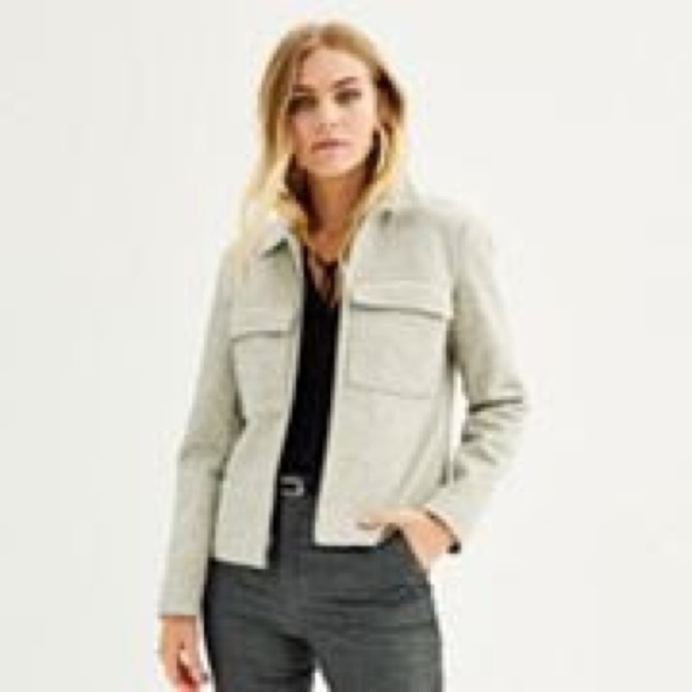 Nine West Grey Cropped Utility Jacket